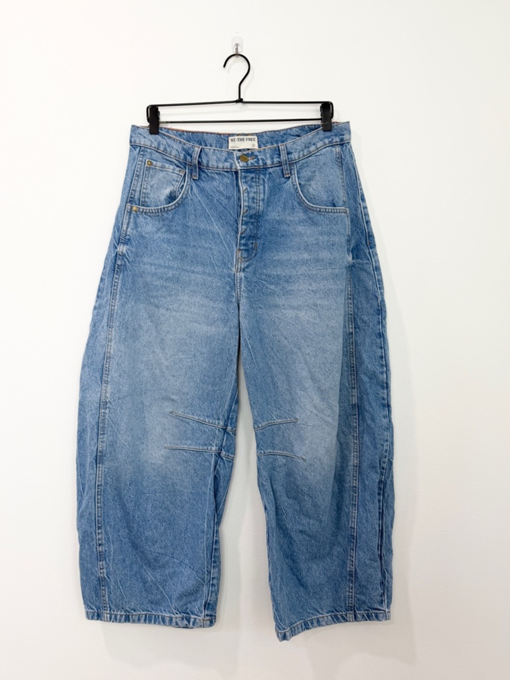 We The Free Good Luck Mid-Rise Barrel Jeans Ultra Light Beam 31 - Picture 2 of 8